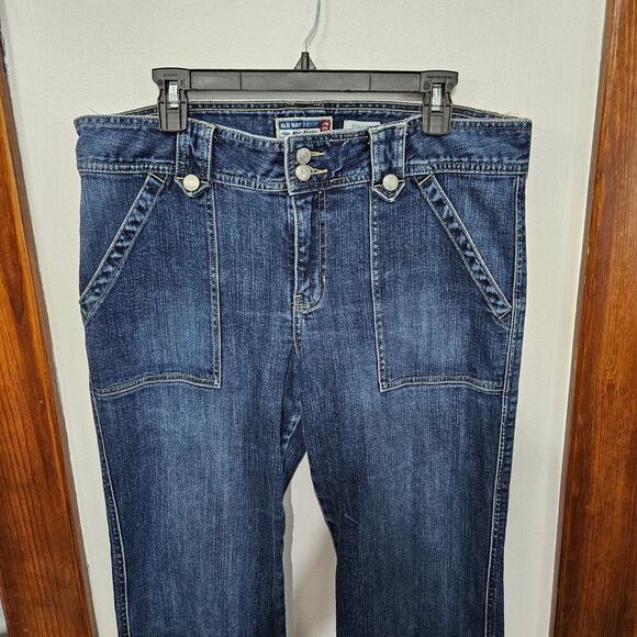 VNTG Y2K 2004 Old Navy Blue Jeans Ultra Low Waist Bootcut Denim Cargo Sz 16 XL - Picture 5 of 8